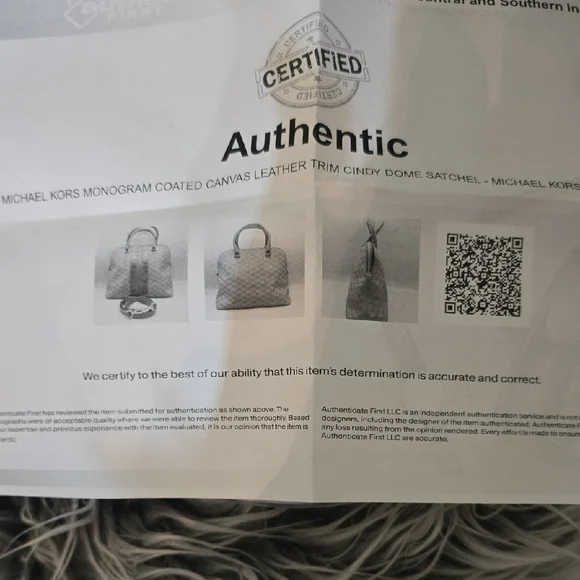 Michael Kors Cindy Dome Satchel Black Gray MK Monogram Crossbody Bag COA - Picture 5 of 13